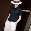 Women's 100% Tencel Striped Polo Knit Shirt