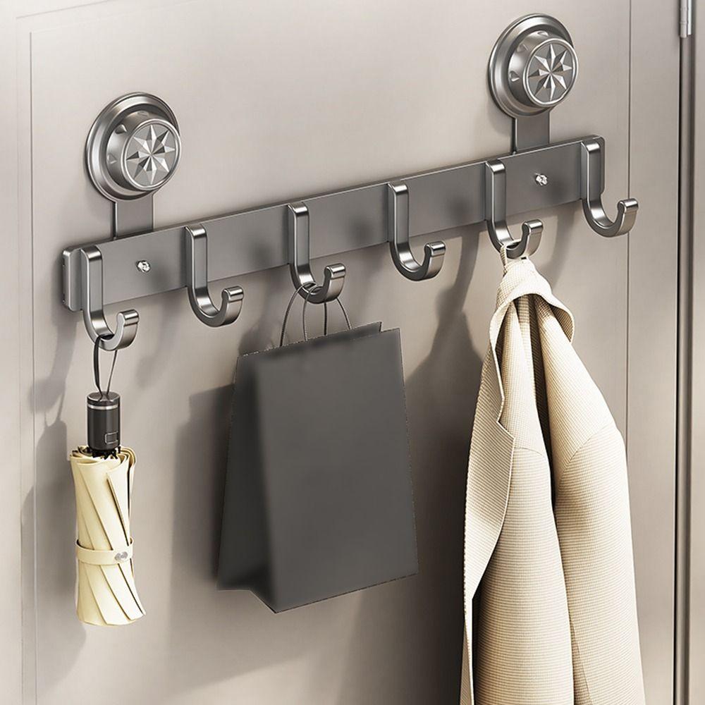 Wall Mounted Suction Cup Door Hook 4/5/6/7/8 Hook Hanging Coat Holder Wall Clothes Hanger  Bathroom