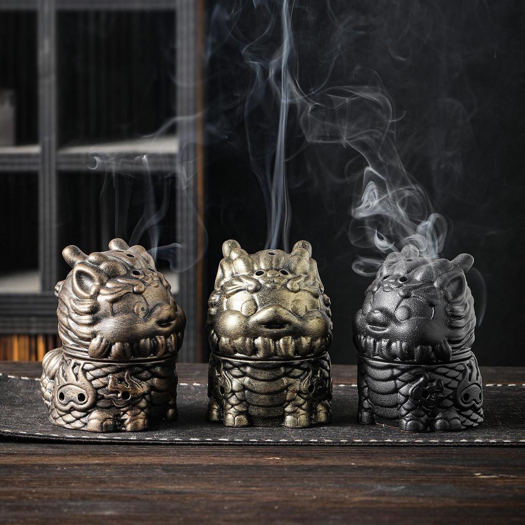 Zen Pagoda Black Ceramic Incense Burner - Aromatherapy Holder for Home and Office Decor