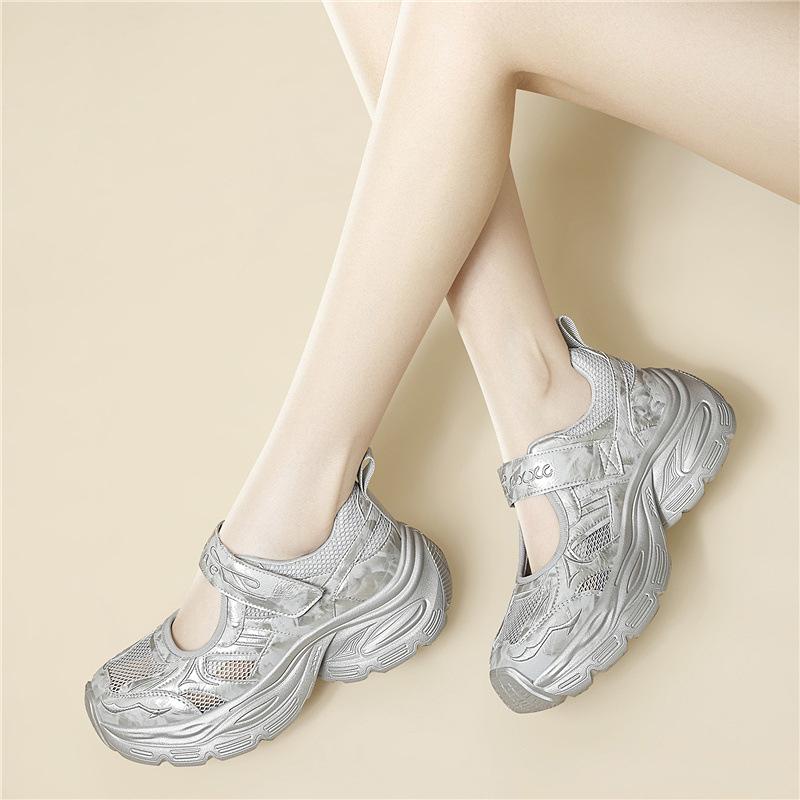Mesh breathable shoes women's summer non-slip not tired feet show legs long dad shoes versatile platform casual shoes