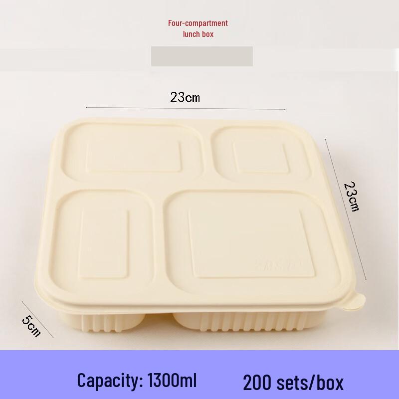 Zebian Biodegradable Four-Compartment Disposable Lunch Boxes