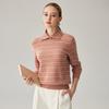 Zhaojun Women's 100% Cashmere Round Neck Striped Sweater