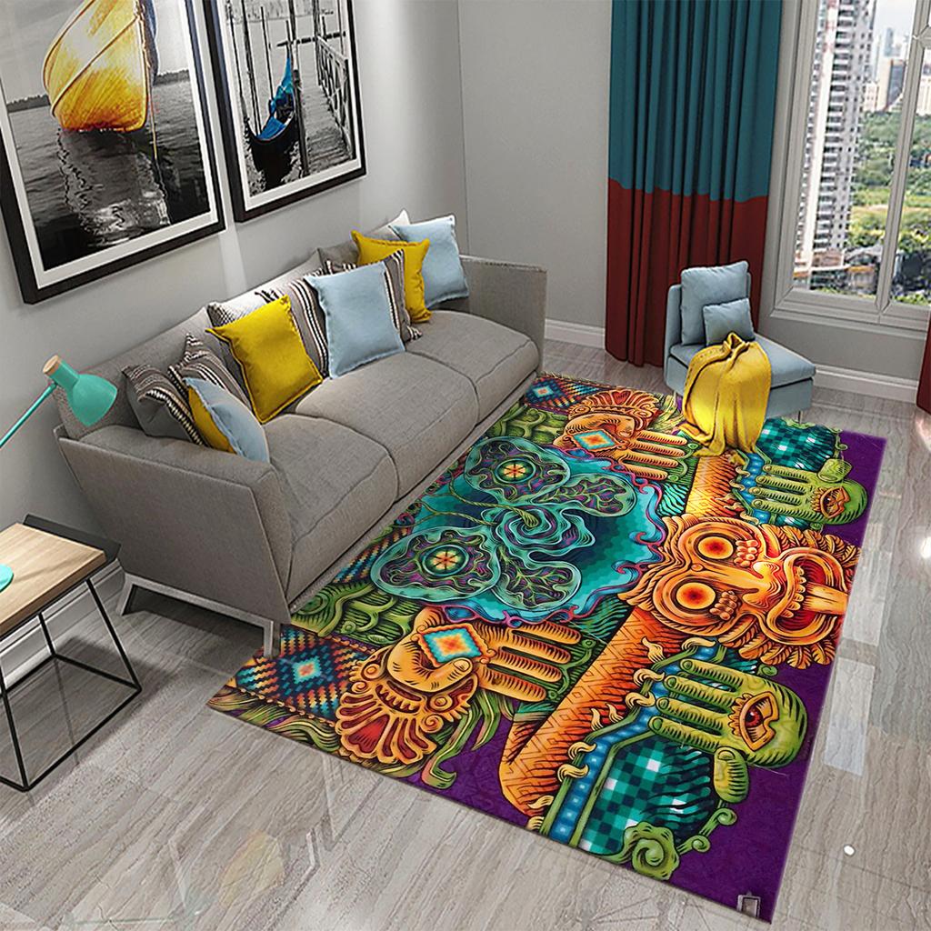 Non-slip Rug Outdoor Living Room Bedroom Decoration Mexico Mayan Tribal Culture Rug Bathroom Kitchen Door Mat