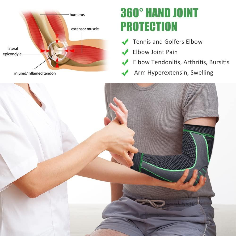 2Pcs Compression Sleeve for Tendonitis -Sports Arm Protection - Elbow Support for Men/Women for Tennis Elbow, Bodybuilding