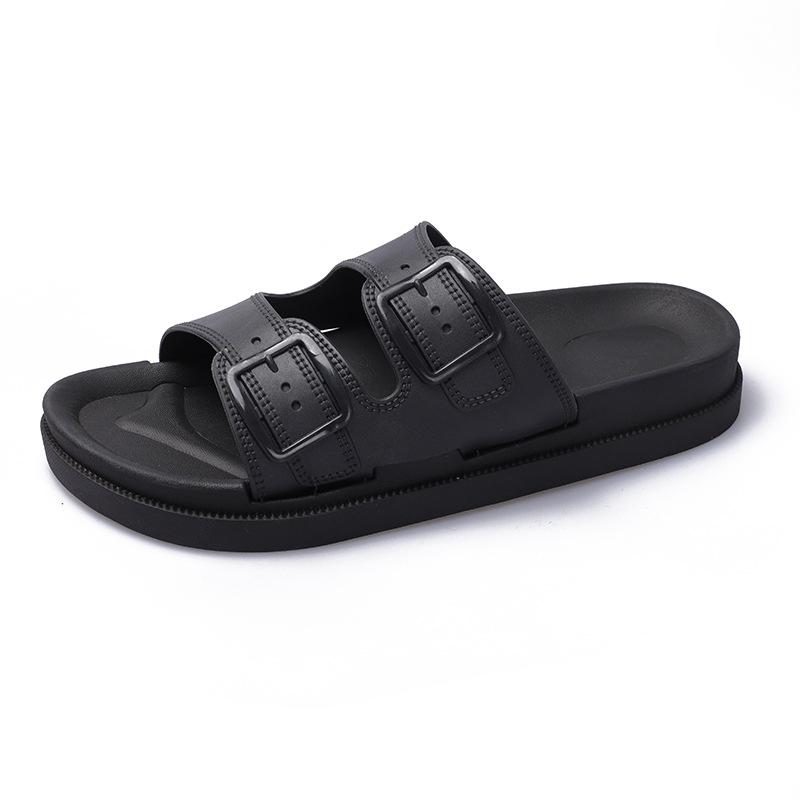 Modische Kissen-Slipper mit weicher Sohle für Damen, Doppelschnalle, dicke Plateausohle, Cloud-Slides-Sandalen, Damen-Sommer-Strand, rutschfeste Flip-Flops