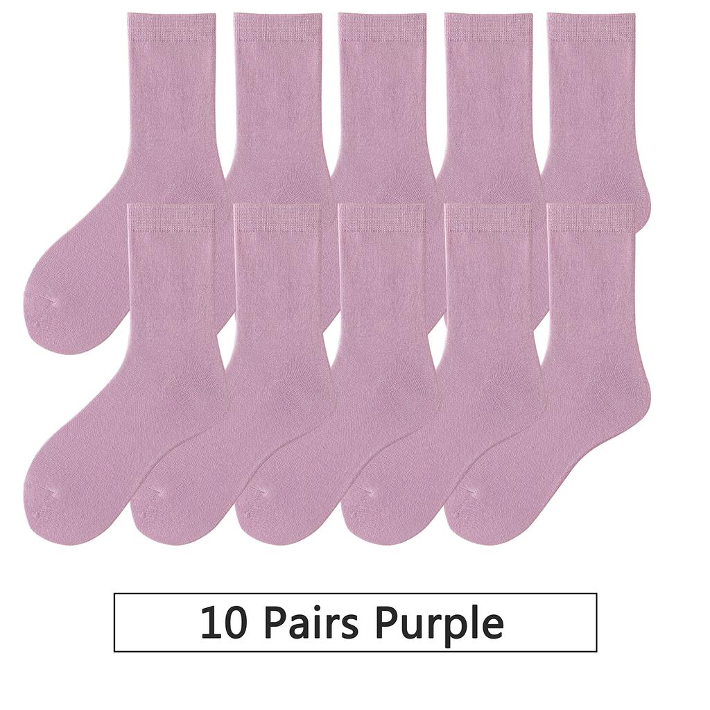 10 Pairs/Lot New Woman Cotton Socks Men Sock Solid Color Autumn Spring For Female's Soft Breathable Colorful Girl