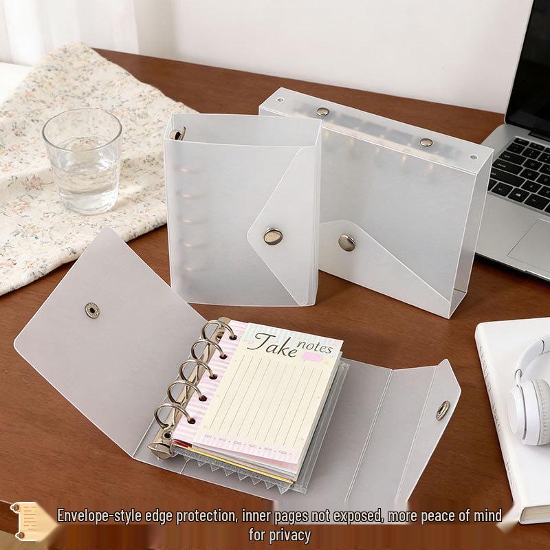 Inspired A7M5 Transparent Frosted Loose-leaf Binder with Detachable PP Shell and Single Snap Envelope Design Diary