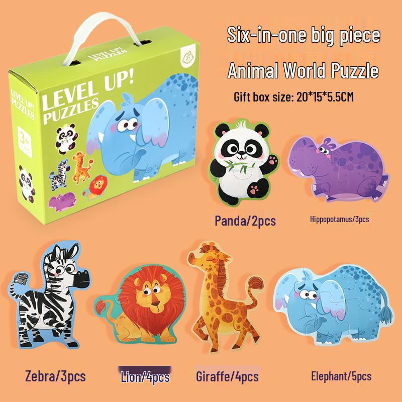 3+ Six-in-One Wooden Puzzle Box: Solid Wood Educational Toy for Girls and Boys, 60 Pieces