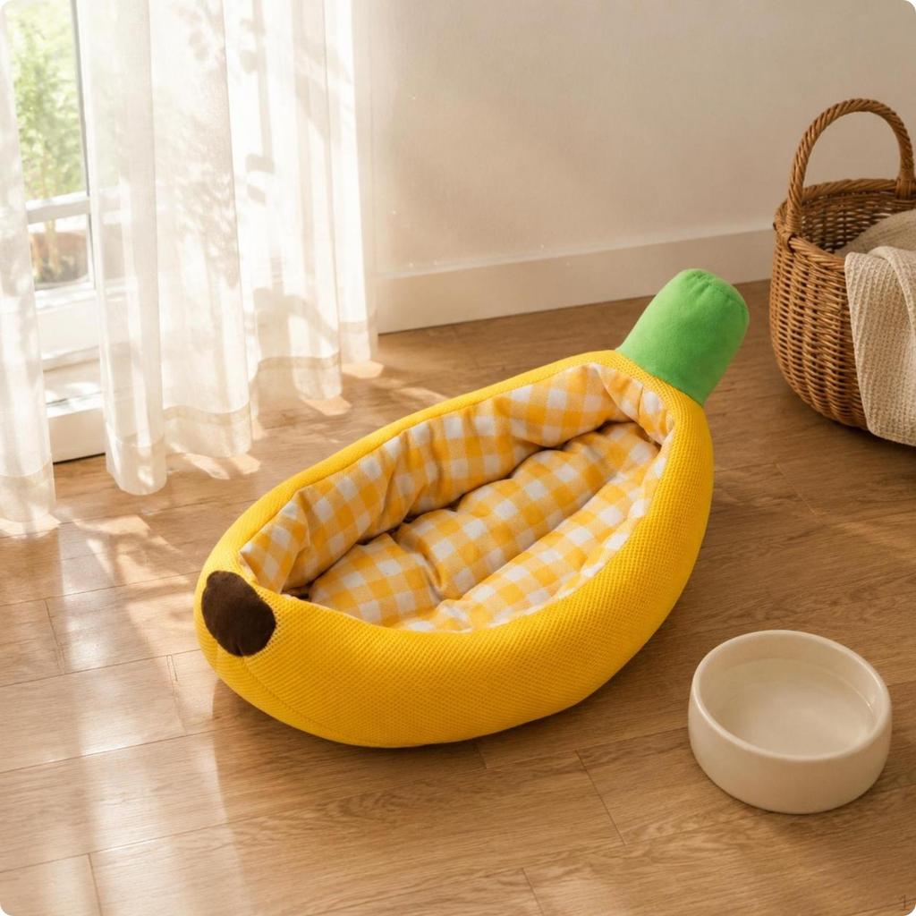 Fruit-Shaped Pet Bed Bright Amber Cat Textured Cushioned dog nest for Cats,