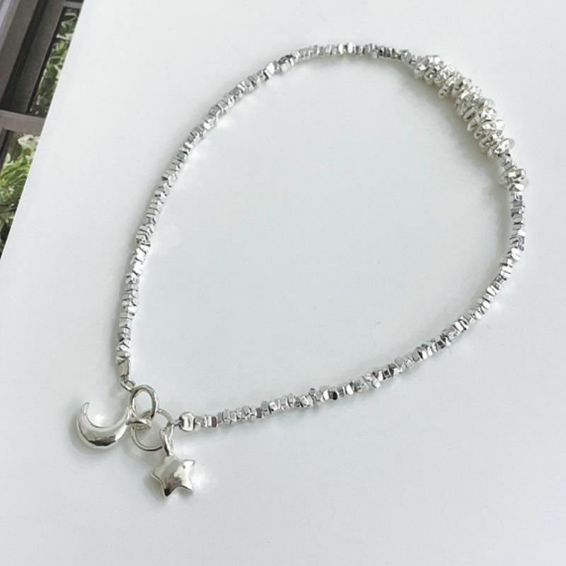 

Браслет из стерлингового серебра 925 пробы со звездой и луной и счастливым смайликом - Универсальный многослойный дизайн. 925 Silver