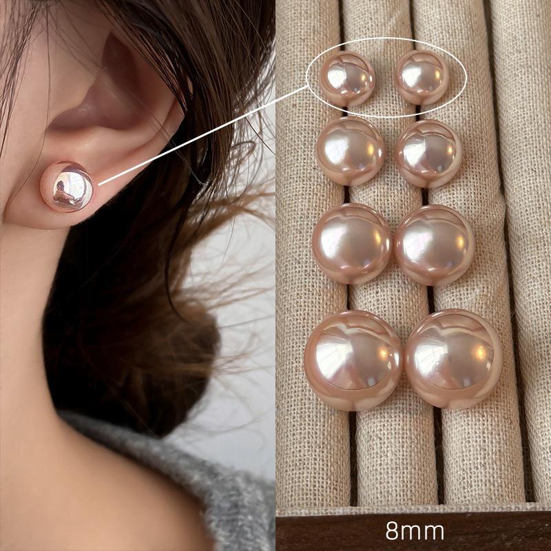 2025 Cherry Blossom Pink Pearl Stud Earrings for Women | Niche Design Ear Clips | High-End Jewelry