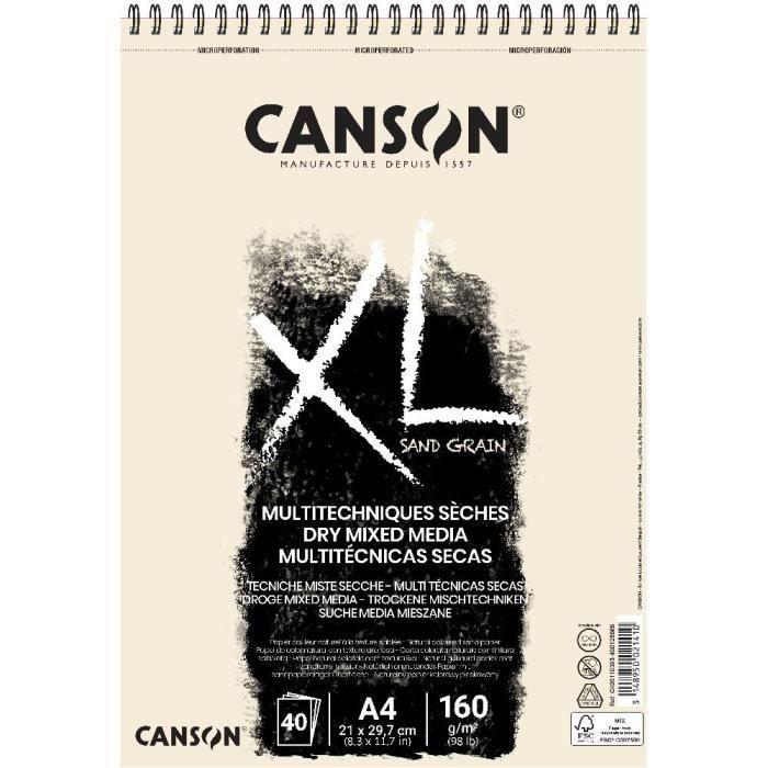 Paper - CANSON - XL Sand Grain - 40 A4 Sheets - Grey - Organic