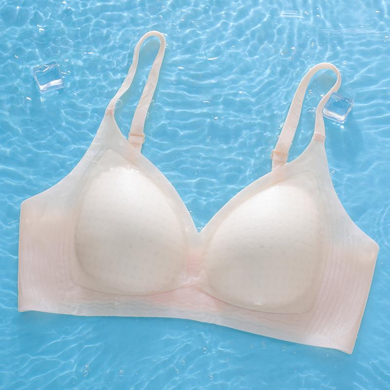 Summer ultra-thin jelly glue, comfortable and breathable fixed cup, no steel ring text bra gathers new models