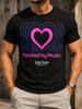 United By Music Neon Pink Heart With Blue Rhythm Lines Eurovision Song Contest Style Clean Concert Unisex All Tshirt