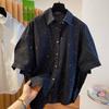 Summer Korean Style Black Splatter Paint Short Sleeve Shirt Comfortable European Trendy Unique Top