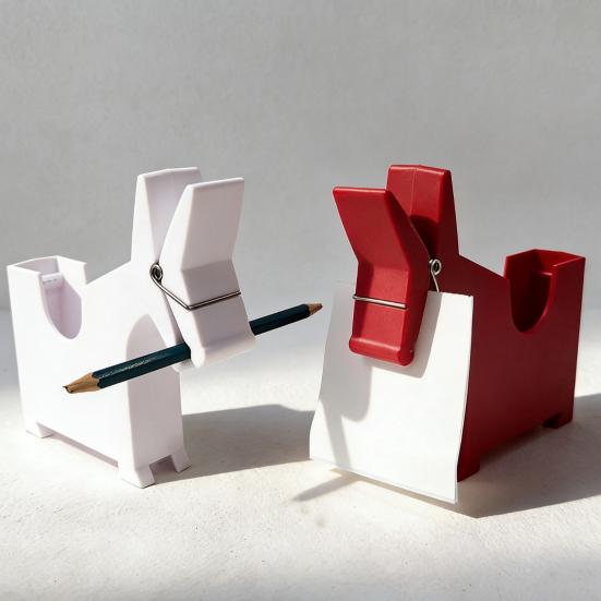 Horse Memo Pad Dispenser Desktop Plastic Standing Horse Note Pad Clip Multi-Purpose Business Card Box for School Office Home