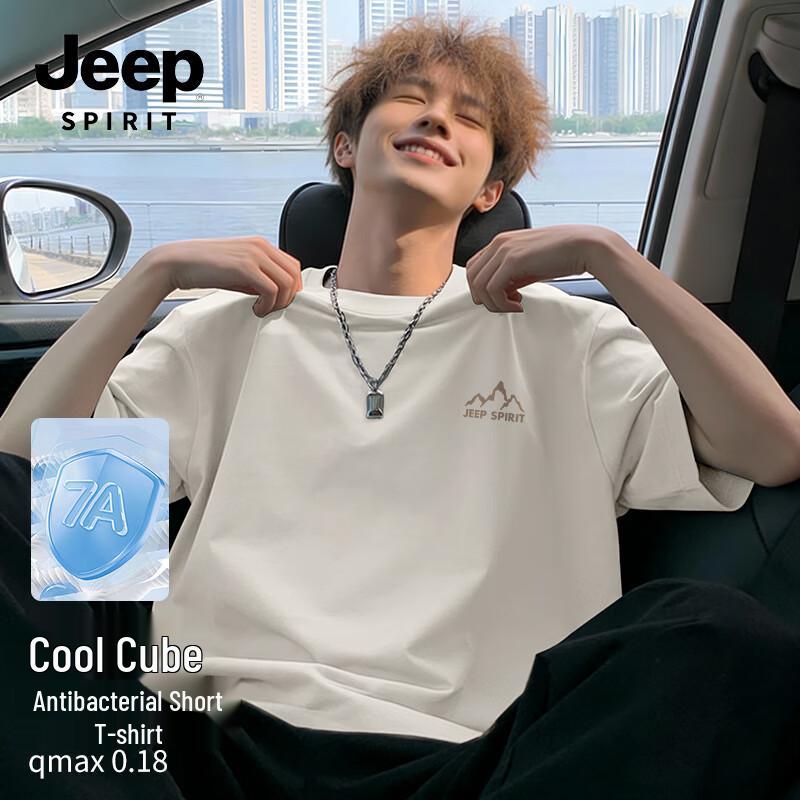 

JEEP SPIRIT Men s Cool-Feel Antibacterial Short Sleeve T-Shirt