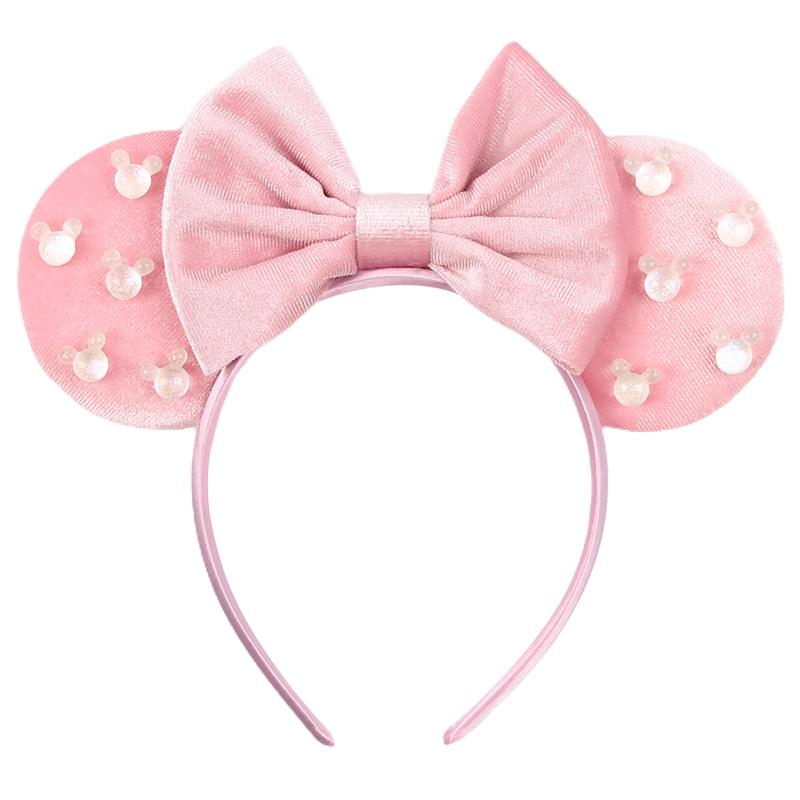 Ny Trendig Musöron Hårband Mickey 3.3" Sammet För Flickor Mjuk Rosett Hårband Halloween Festival Fest Resa DIY Håraccessoarer