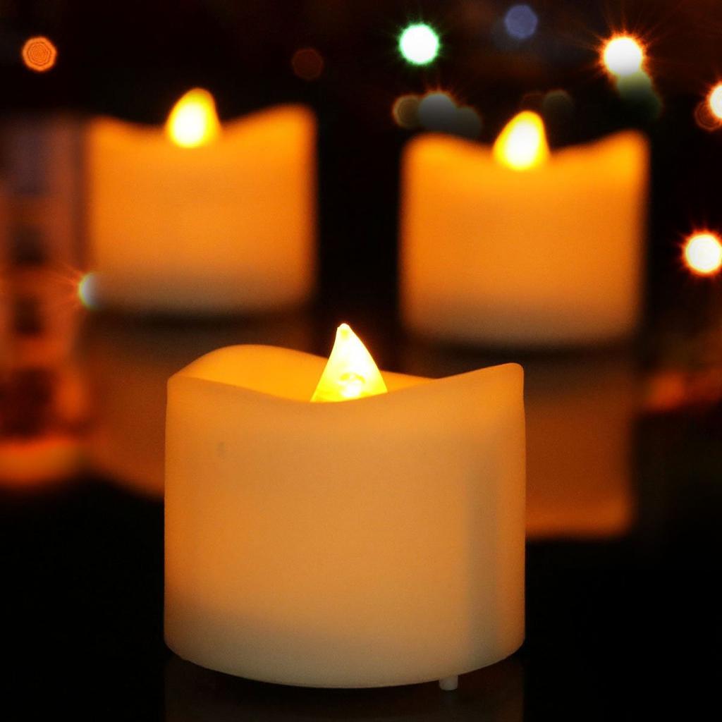 6 oder 12 Stück Gelbes Licht Kleine Flammenlose Dekorative Teelichter mit Fernbedienung, Batteriebetrieben Rauchlose Wellen-Teelichter
