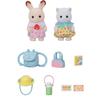 Le duo des bébés en promenade - sylvanian families - 5747 - lapin chocolat et chat persan avec accessoires