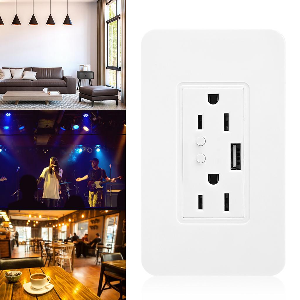 Wifi USB Power Wall Outlet Intelligent Socket Voice Control for Google Home Alexa US 90-125V