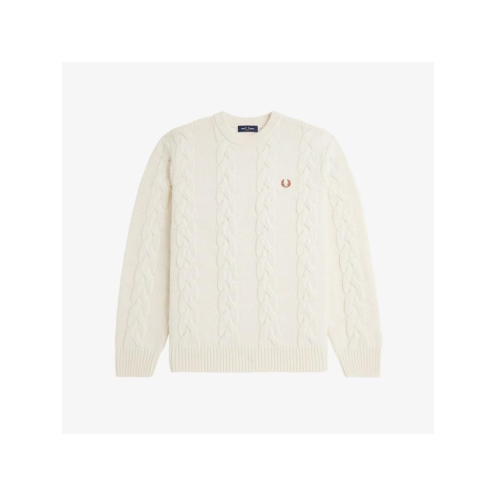Fred Perry [sharp] Chunky Cable Knit Sweater   Ecru Afpm2438562 560 qzgAfpm2438562 560