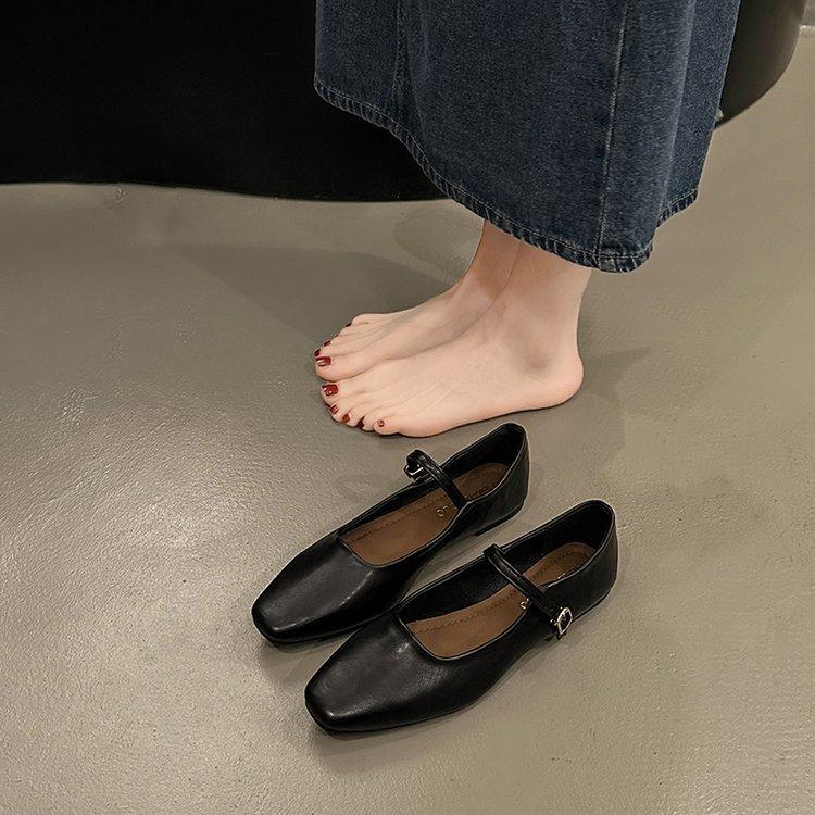 Classic Retro Square Head Thick Heel with Mary Jane Single Shoes Women's Korean Version Temperament Light Mouth Low Heel Shoes Women's Shoes