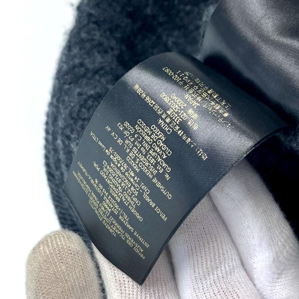FENDI FXQ960 Flight logo beanie hat knit hat knit cap Knit hat wool gray