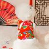 Autumn and Winter Ethnic Wind Northeast Big Flower Padded Jacket Dog Clothes Small and Medium Dog Teddy Chinese New Year Festive Pet Clothes