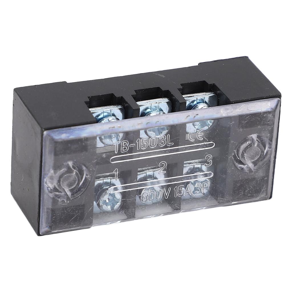 Terminal Strip Dual Row High Current M3 Screw Wire Barrier Block with Cover 15A 600V 5pcs