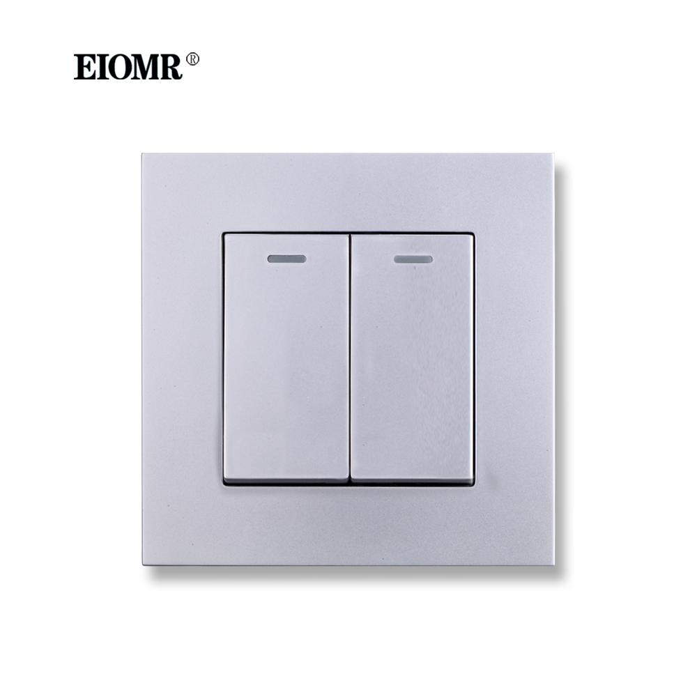 EIOMR EU/UK Standard Lichtschalter 16A 250V 2-fach 1-Wege / 2-Wege Wippschalter Großes Panel Luxus Wandtaster Unterputzschalter