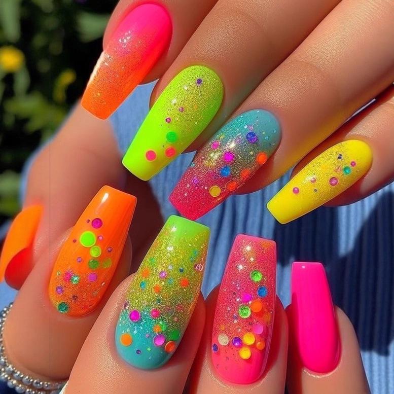 Gradient Polka Dot Ballet Nails - European & American Style
