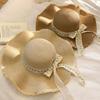 Mei Wan Er French Style Floral Lace Wide Brim Straw Hat