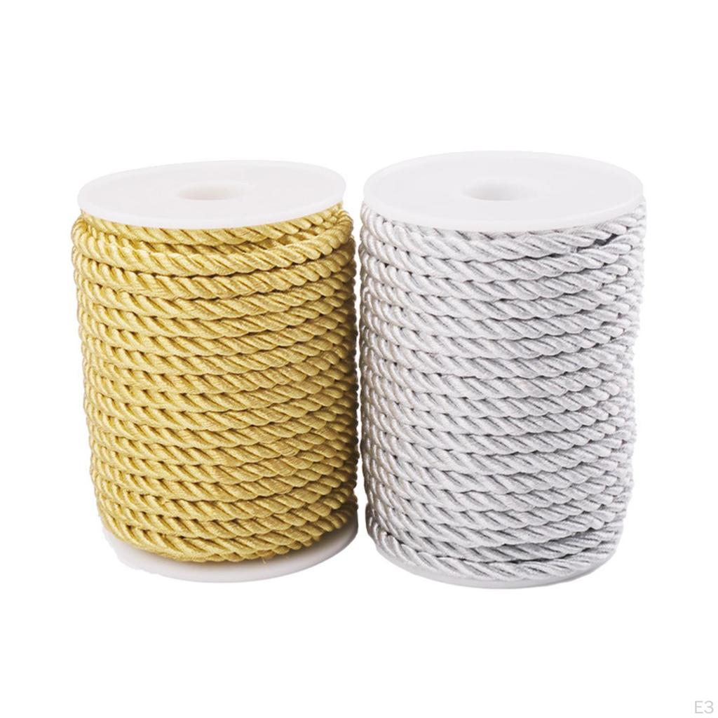 20 Yards gedrehte Kordelschnur 6 mm 3-fach geflochtene dekorative Seide für Weihnachtsfeier Heimdekoration