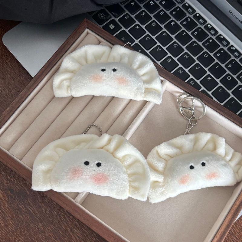 Cute Plush Dumpling Pendant Keychain Soft Stuffed Keyrings For Boy Girl For Bag Decorations Plush Toys Student Accessories