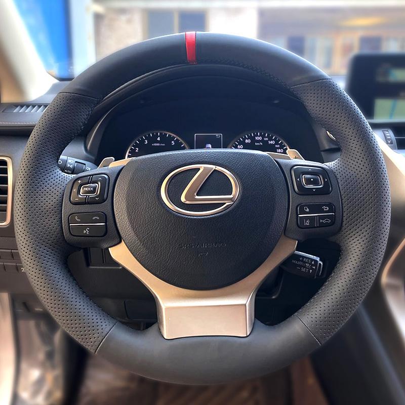 Car Steering Wheel Cover for Lexus Is 200t 250 300 350 F Sport RC 350 CT 200h / NX Carbon Fiber&Leather Steering Wheel Wrap
