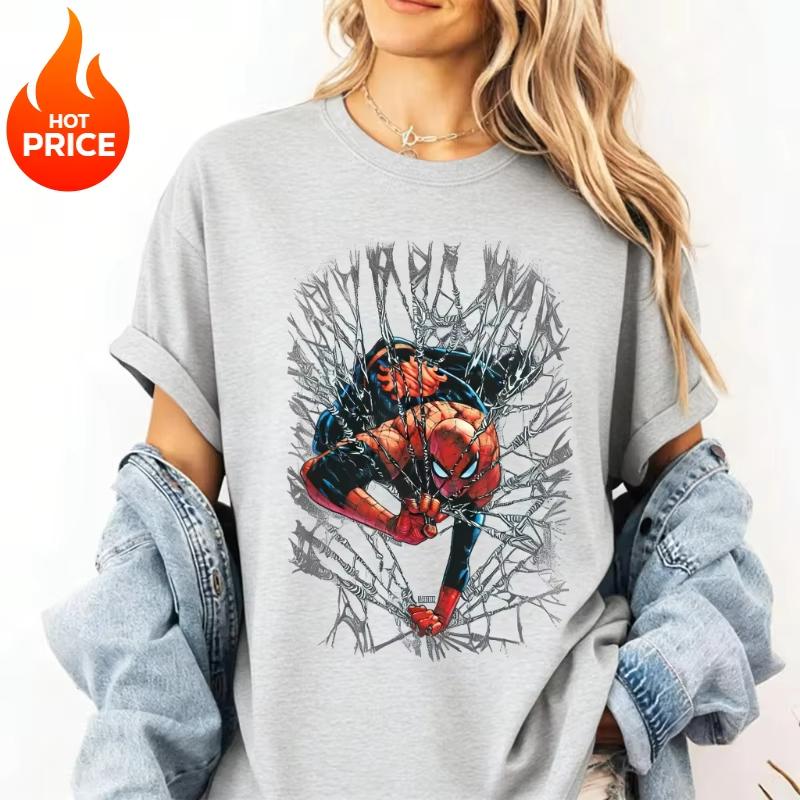 2026 new Marvel SpiderUnisex Unisexs and Womens Summer Loose TShirt Retro Casual Unisexs and Womens ShortSleeved TShirt M