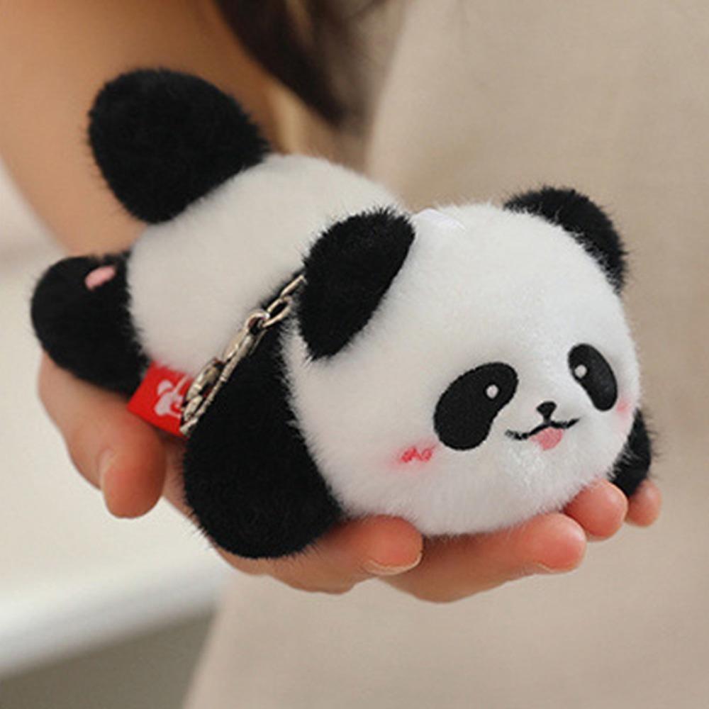 Rotating Tail Panda Plush Keychain Stuffed Raccoon Plush Keyring Panda Doll Pendant  Bag Pendant