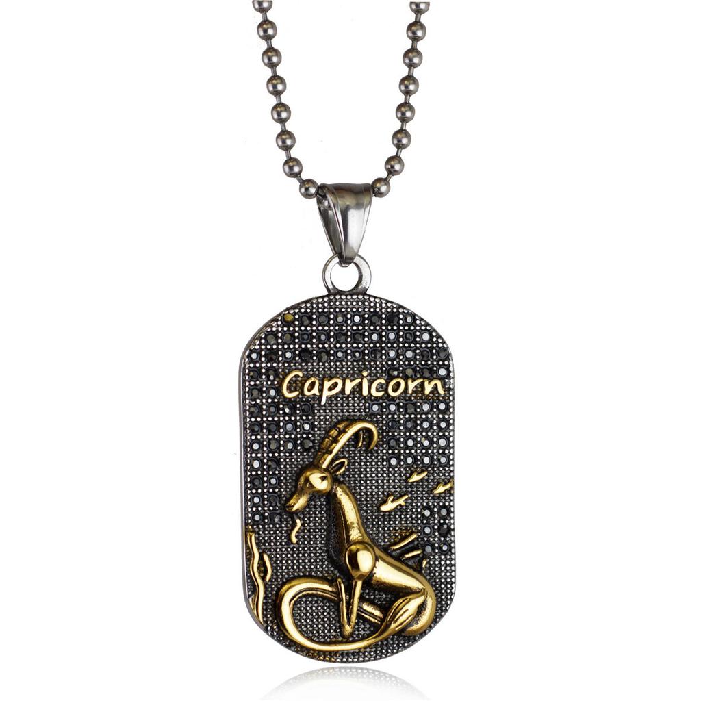 Hip Hop Mode Anhänger Punk Zwölf Sternzeichen Titanstahl Anhänger Halskette Trendy Retro Persönlichkeit Anhänger