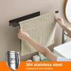 Bathroom Towel Racks No Drill Double Adhesive Towel Bar Stainless Steel Matte Black Towel Holder for Bathroom Kitchen