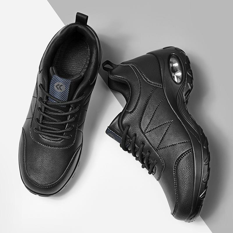 Waterproof Women's Walking Shoes Fashion Air-cushion Casual Sports Shoes Ladies Lace-up PU Leather Platform Shoes
