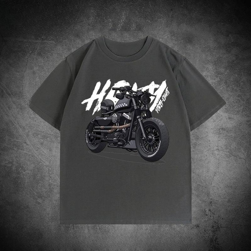 Summer New Large Size Retro Motorcycle Cruise Heavy Locomotive Printed TShirt Mens Windshield Loose Versatile Short Sleeves