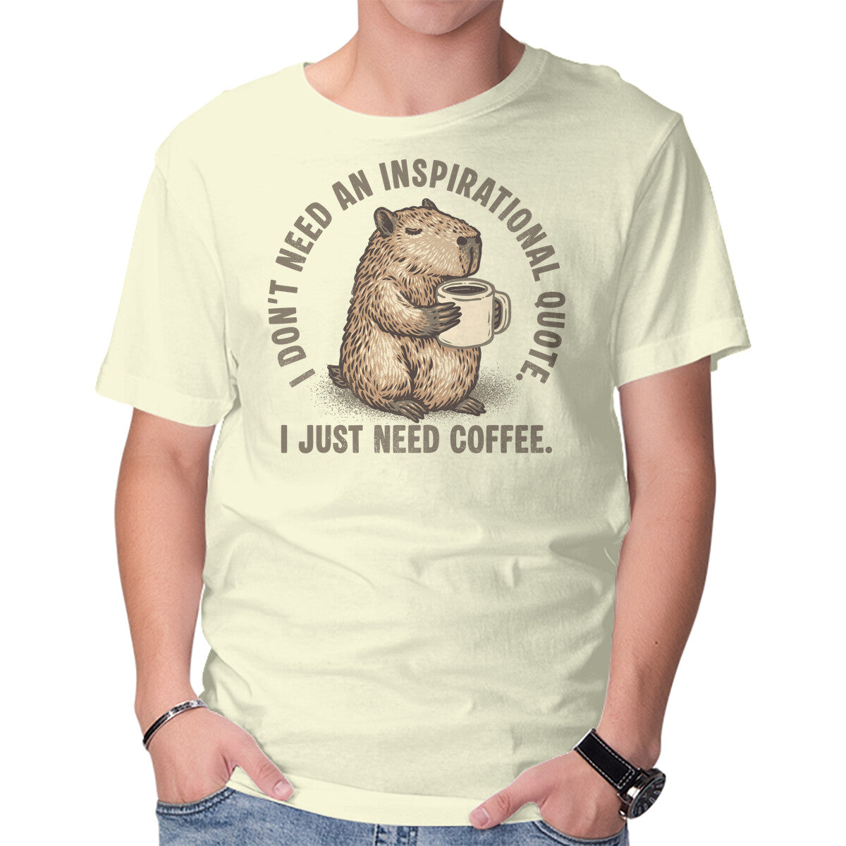 Unisex Crew Neck T-Shirt I Just Need A Coffee Graphic Short Sleeve Casual Tee XS