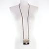 Great CHANEL Necklace Matelasse Bag Motif COCO Mark Pill Case Leather Chain B22P Used