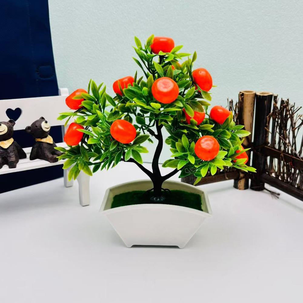 Fruit Oranges Faux Tree Potted Plant For Office Desk And Photography Background