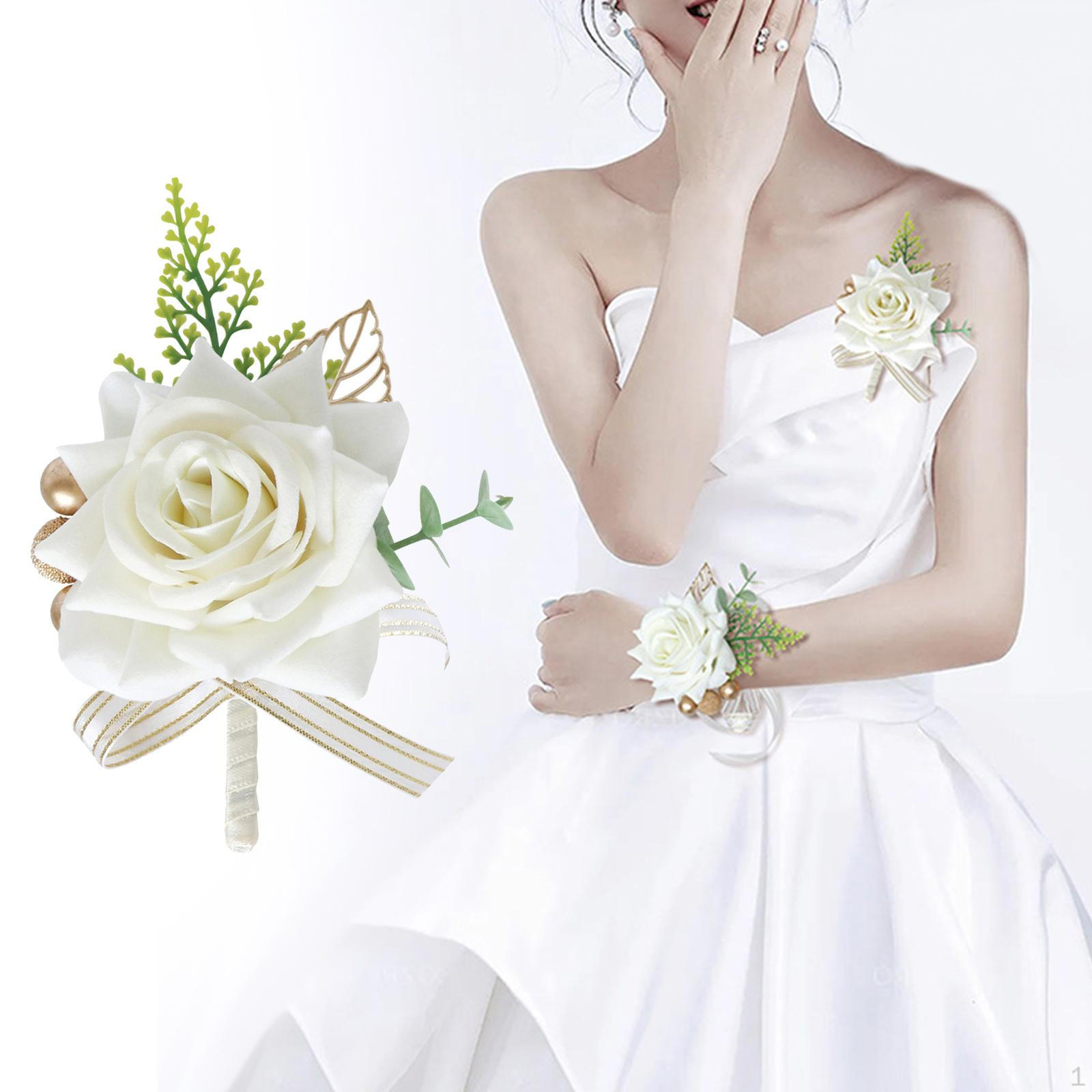 Браслет-бутоньерка с розой, Наручный бутоньер, Браслет-цветок на руку, Набор бутоньерок для свадьбы, невесты corsage