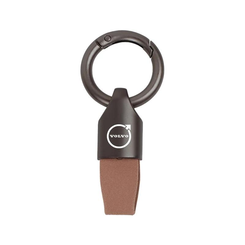 Wfkhp1 1Pc Premium Suede Leather Car Key Ring for Volvo XC40 XC60 XC90 S60 S90 V50 V70 V60 V40 S80 EX30 EX90 Metal Key Chain Auto Parts