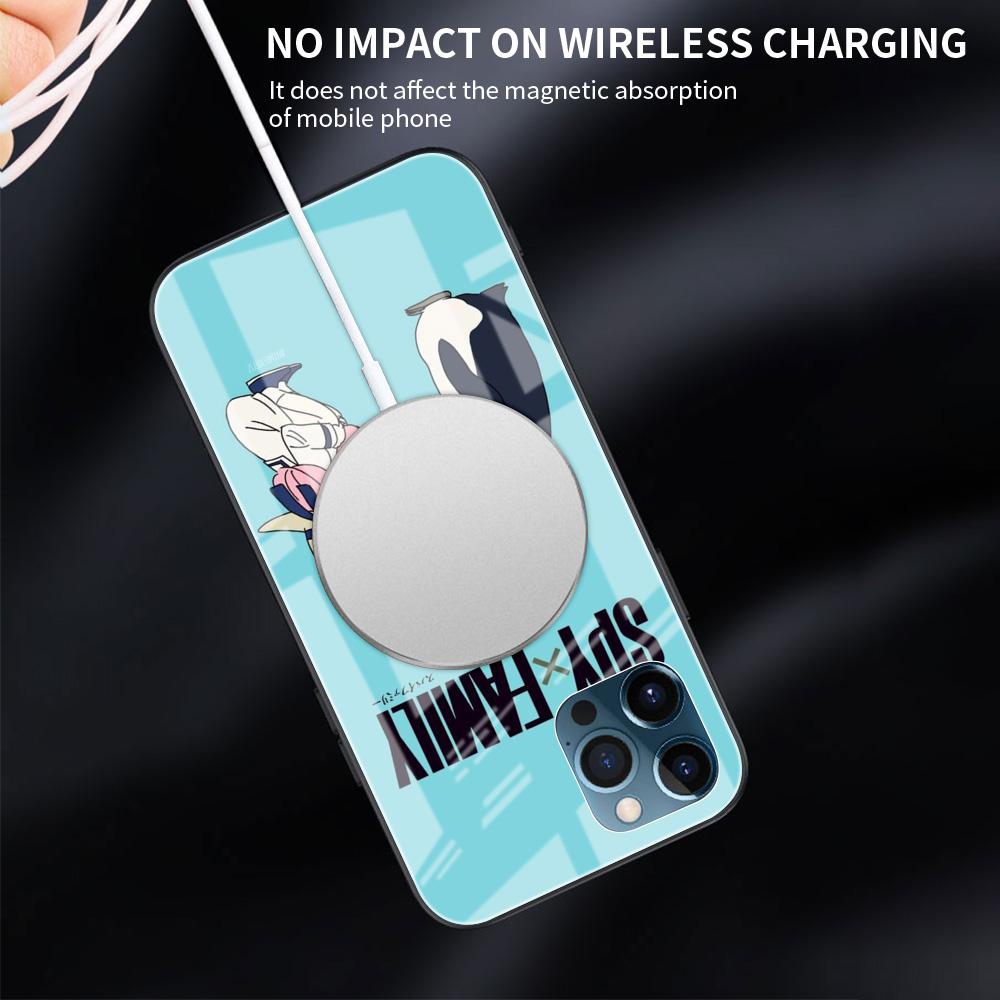 Tempered Glass Case For Apple iPhone 13 12 Mini 11 Pro XS Max SE 2020 XR 7 8 Plus X 6 6S Back Phone Cover SPY FAMILY Anime Funda