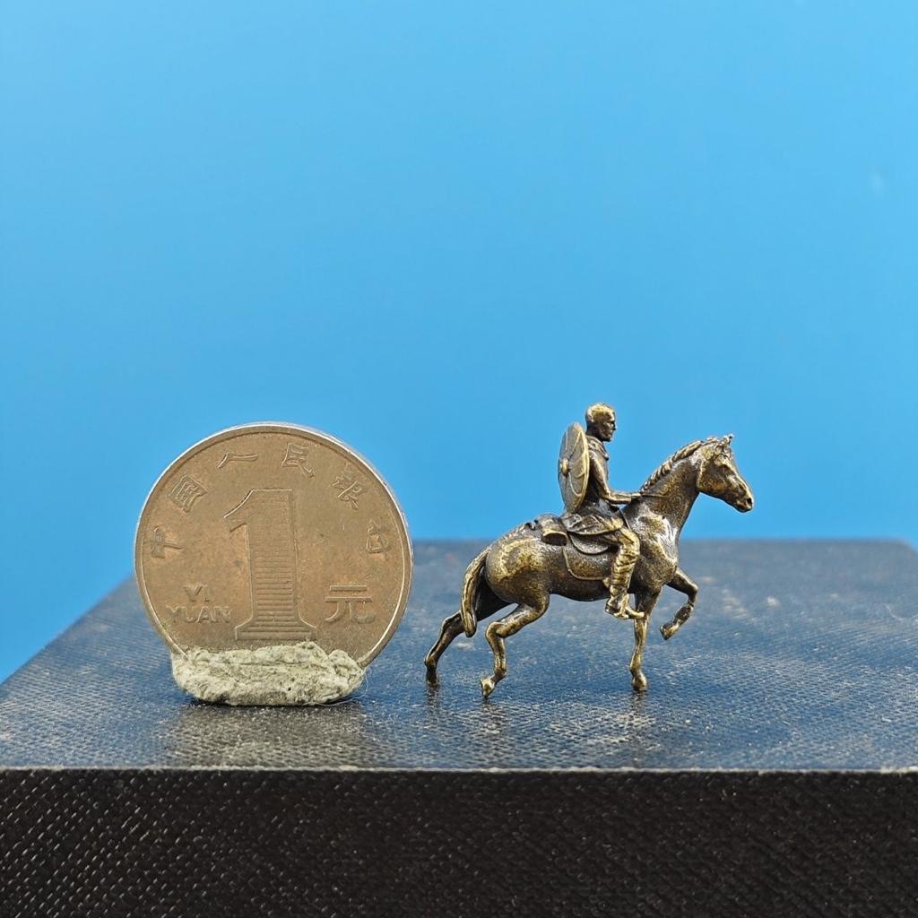 Brass Equestrian Farmer Crossing Mountains and Rivers, Micro-landscape Decoration, Strange Stone Bonsai, Rockery, Retro Style