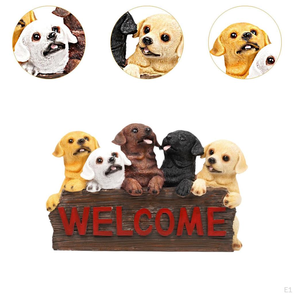 Tabliczka powitalna dla szczeniaka, dekoracja ogrodu, wystrój domu, znak dla psa, rzeźba z żywicy ogrodowej